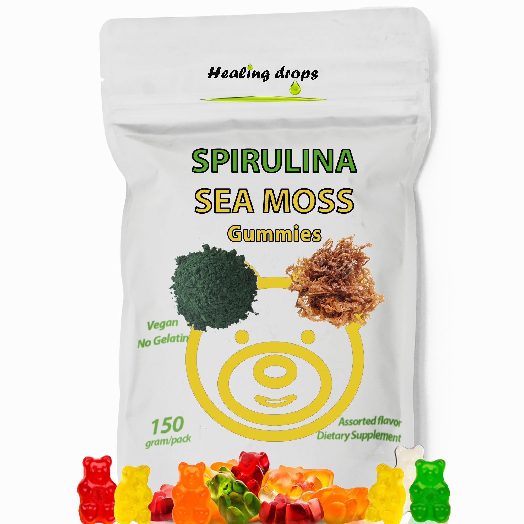 Spirulina Gummies Sea Moss Gummies - Blue-green Spirulina Gummy Bears