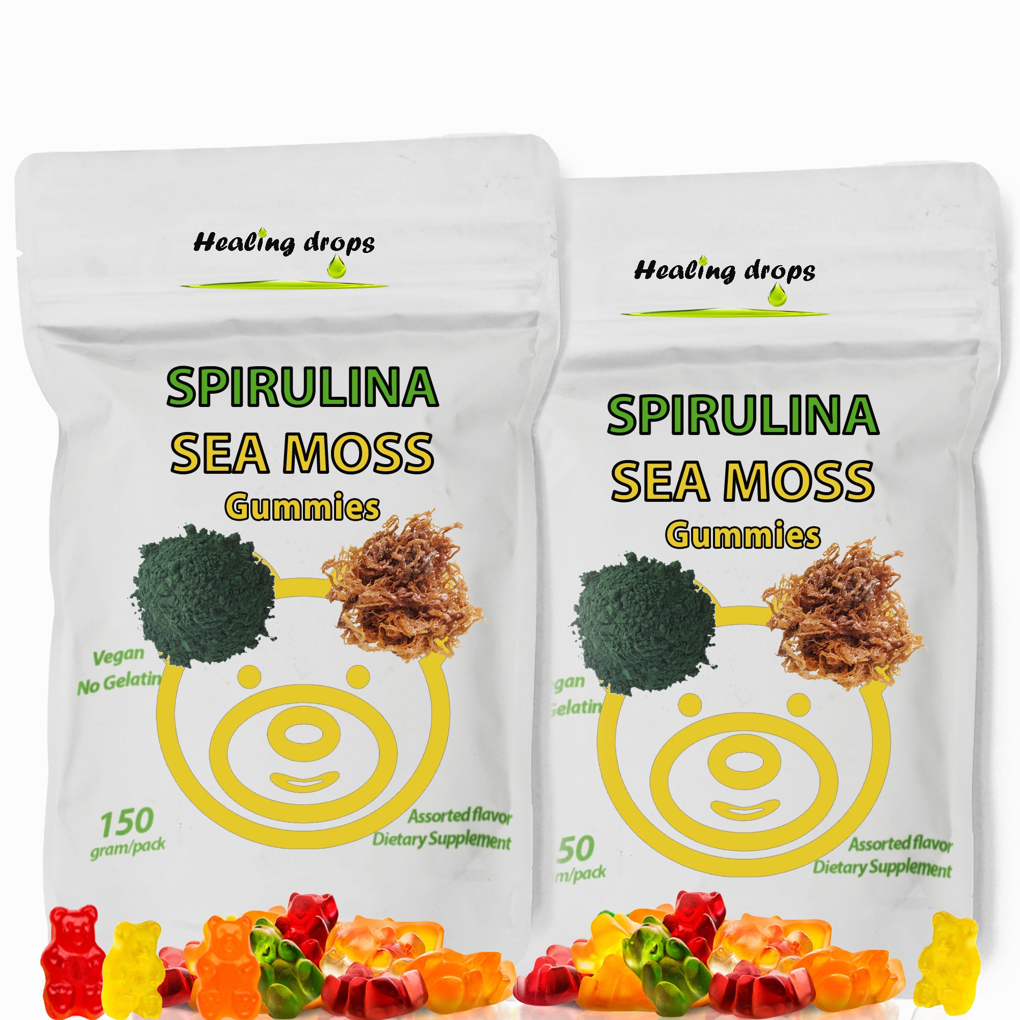 Spirulina Gummies Sea Moss Gummies - Blue-green Spirulina Gummy Bears
