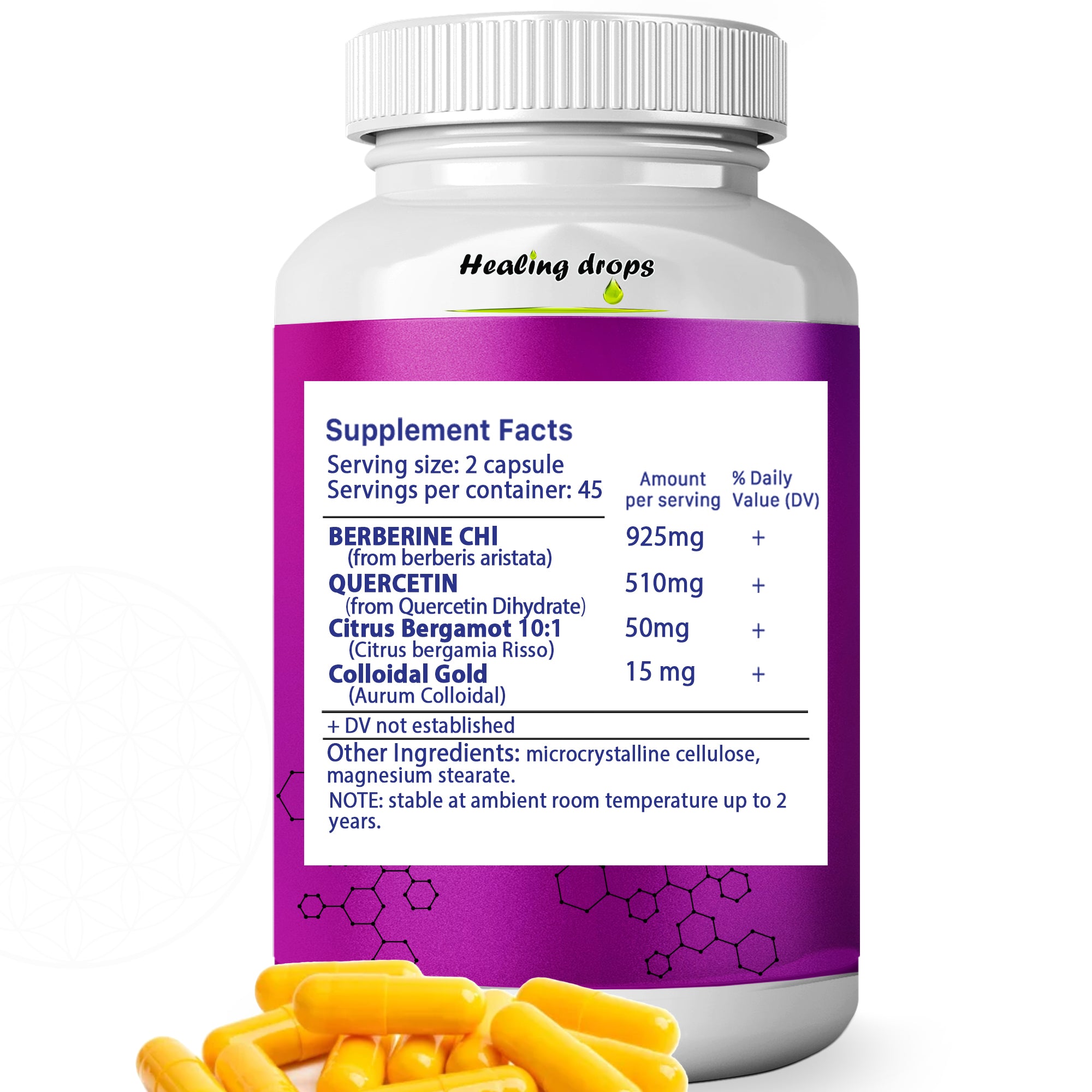 Berberine + Quercetin + Colloidal Gold & Citrus Bergamot - 90 capsules