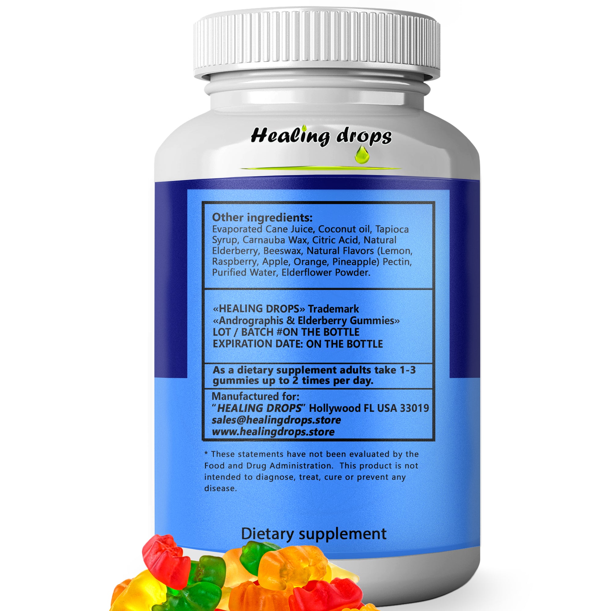 Andrographis Paniculata Gummies Elderberry Gummies with Elderflowers Zinc Vitamin C D - Sambucus Elderberry Gummies for Adults and Kids - Black Elderberry Andrographis Gummies by Healing Drops