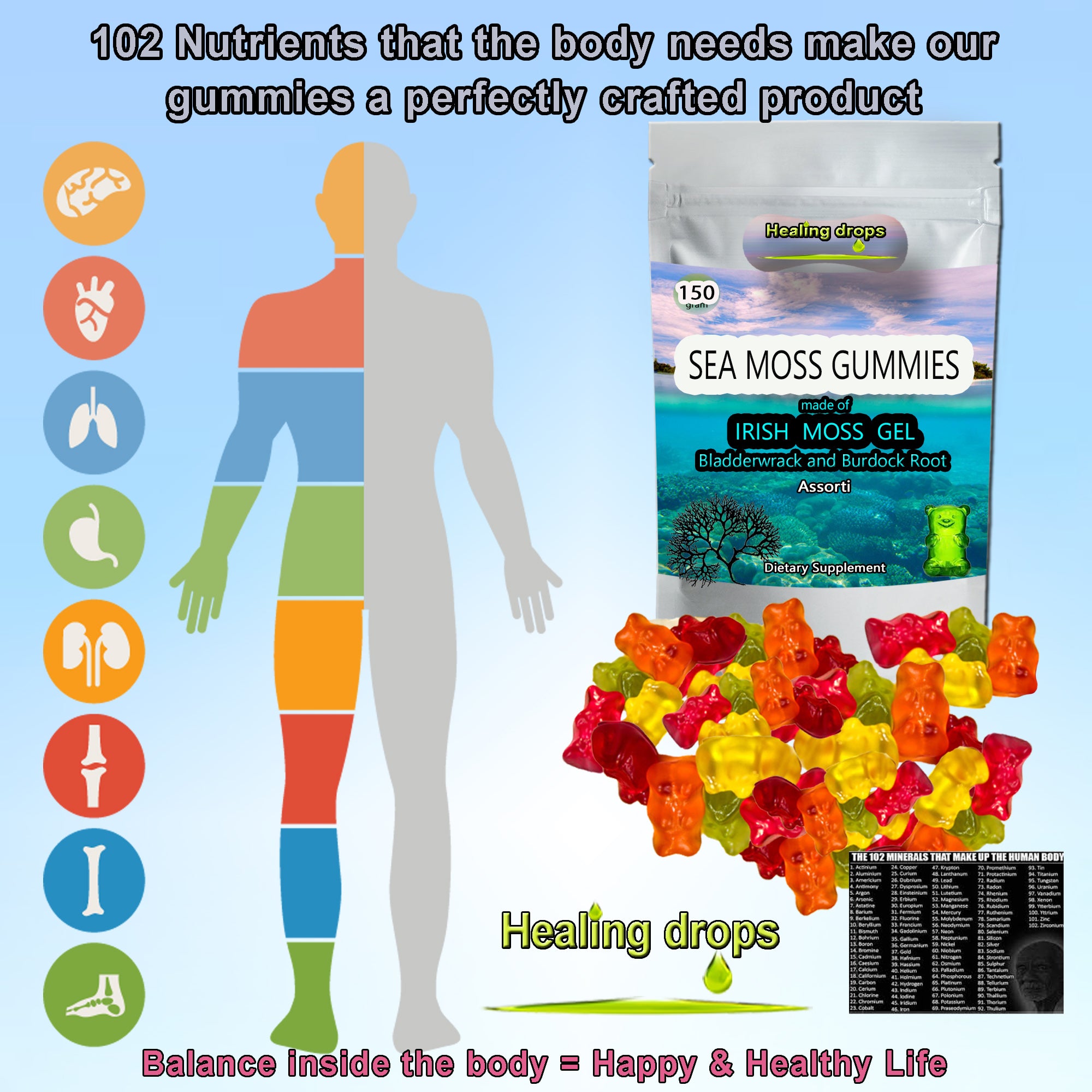 Sea Moss Gummies with Bladderwrack and Burdock Root
