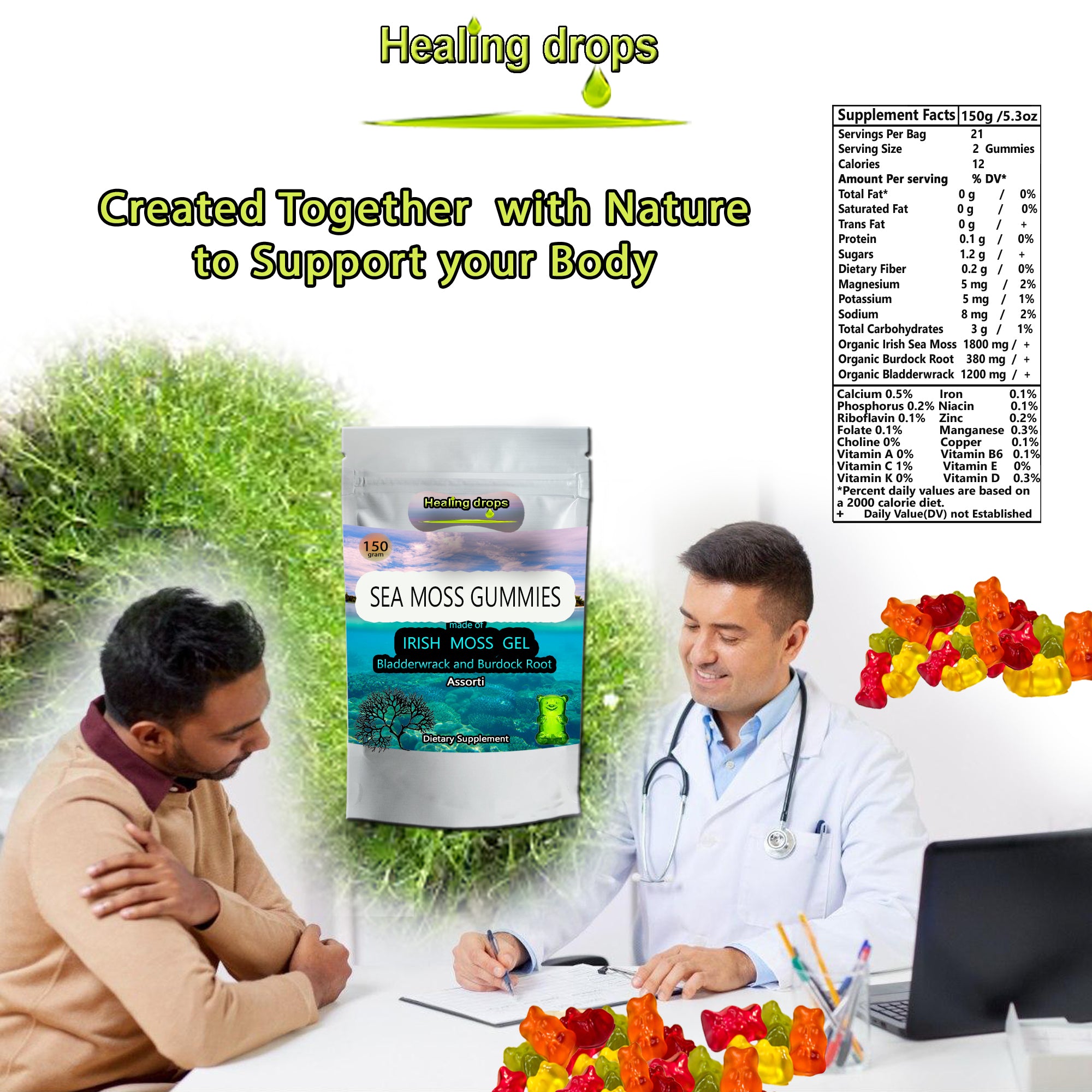 Sea Moss Gummies with Bladderwrack and Burdock Root