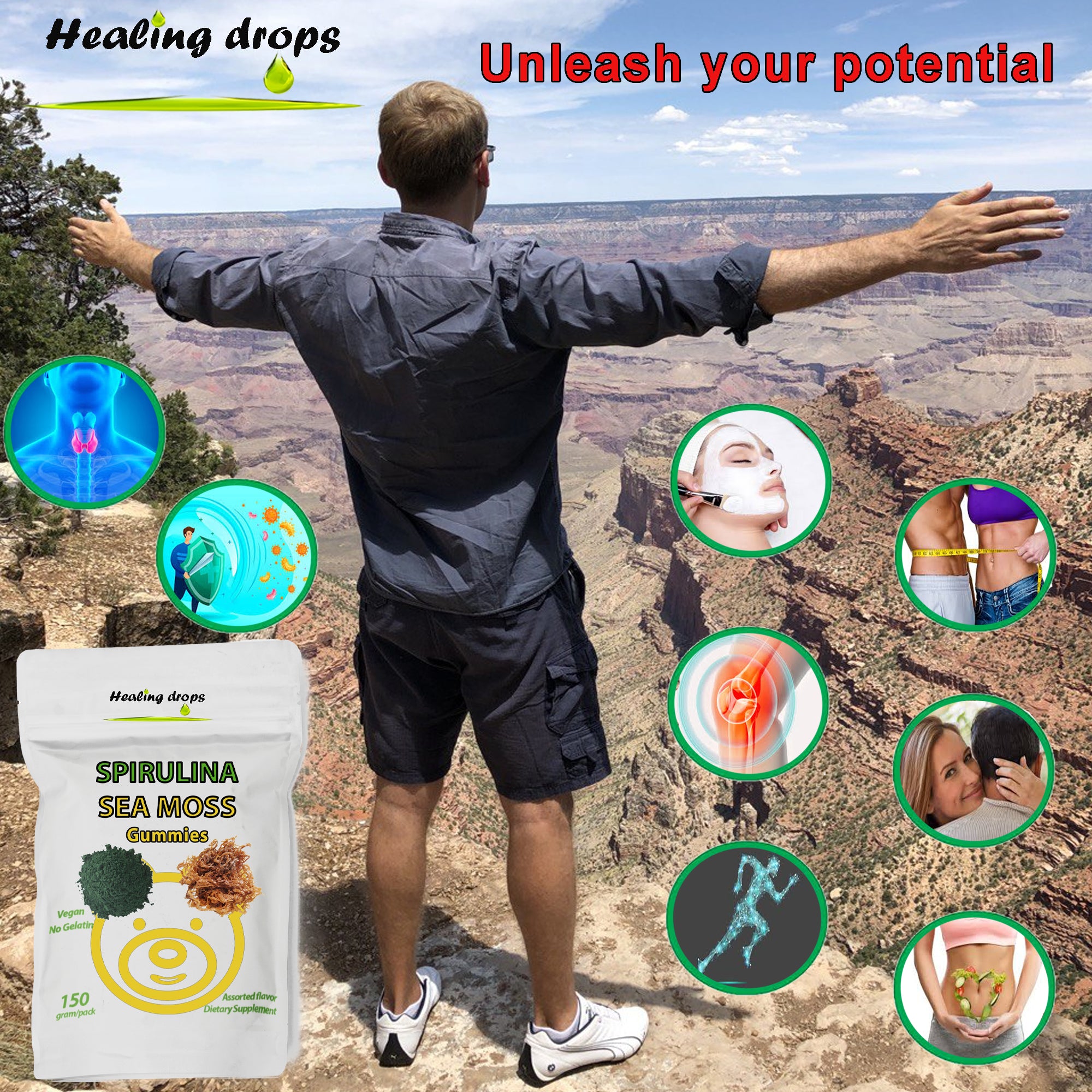 Spirulina Gummies Sea Moss Gummies - Blue-green Spirulina Gummy Bears