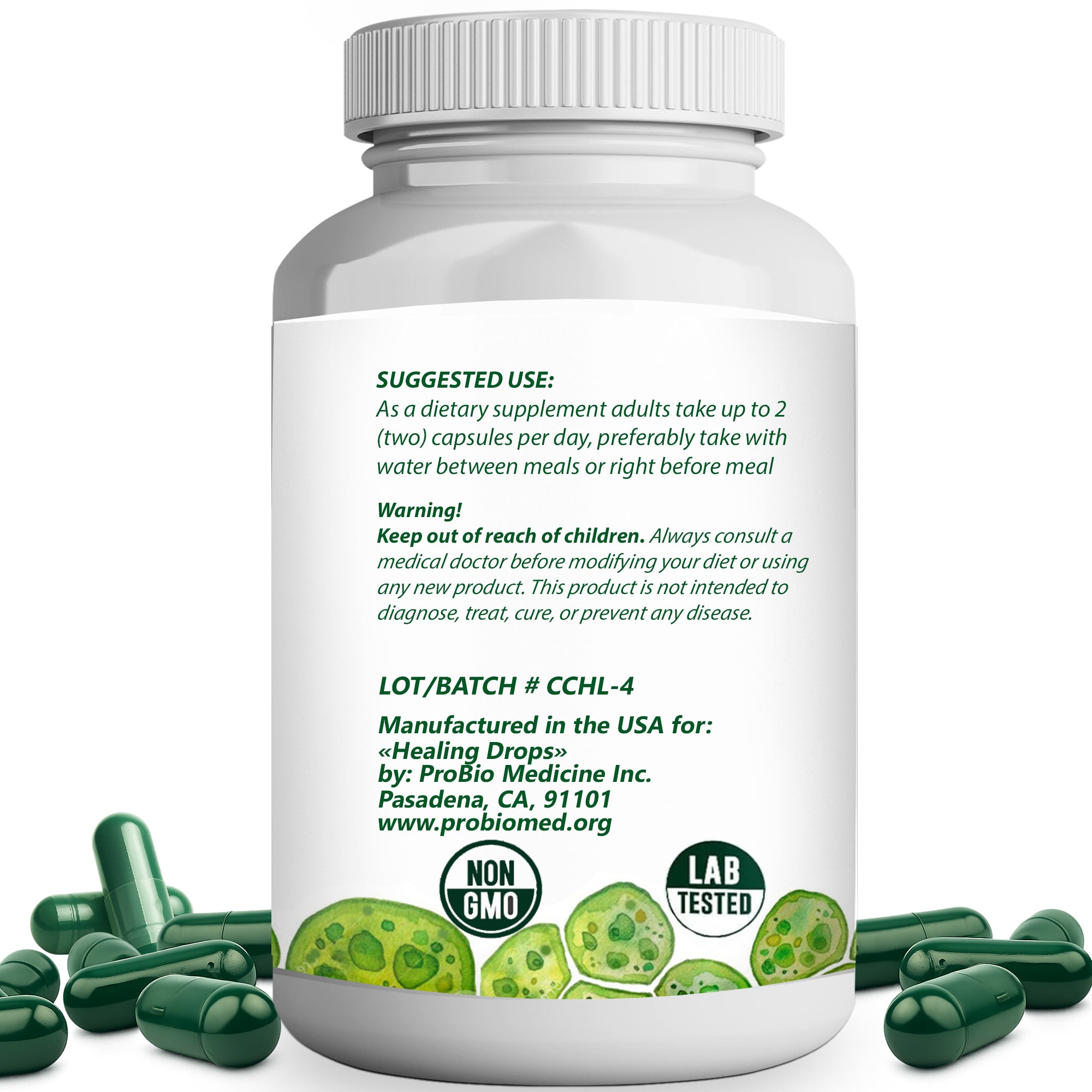Healing Drops Chlorophyll Capsules 800mg – Sodium Copper Chlorophyllin – Detox, Immune Support, Energy & Skin – Vegan, Non-GMO