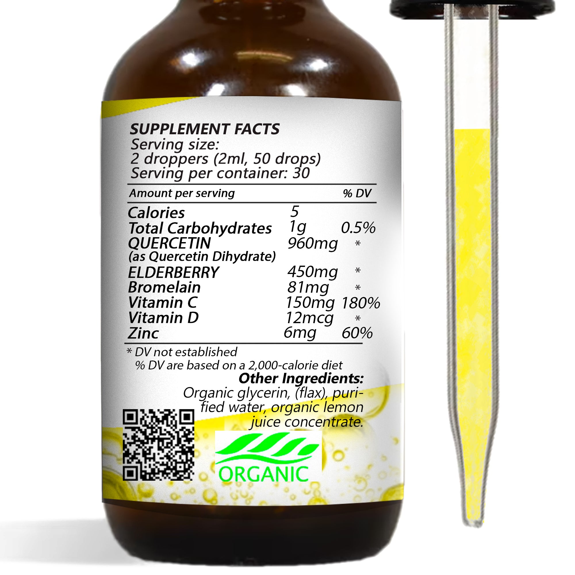 Liquid Quercetin Drops - Natural Immune Support & Respiratory Benefits - Vegan by Healing Drops