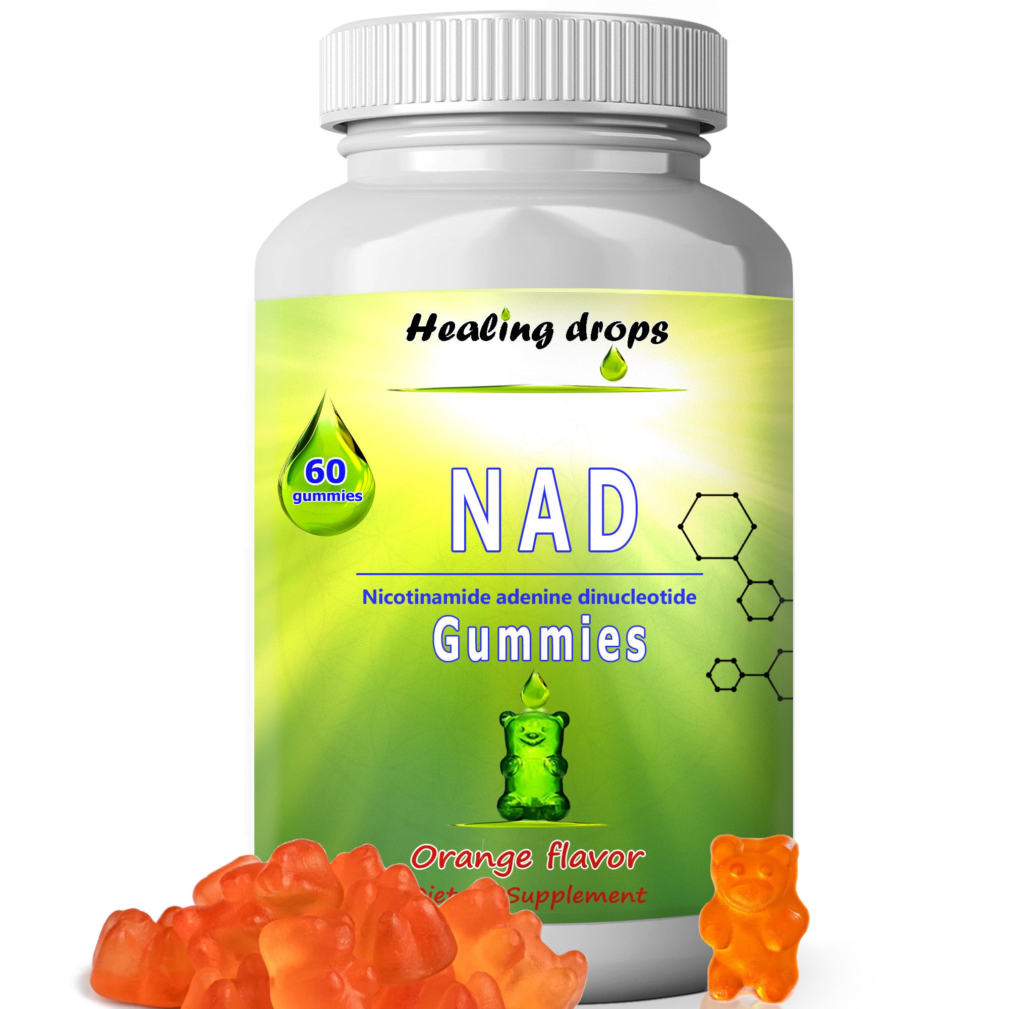 NAD+ Gummies - Nicotinamide adenine dinucleotid 750mg - NAD+ capsules alternative by Healing Drops