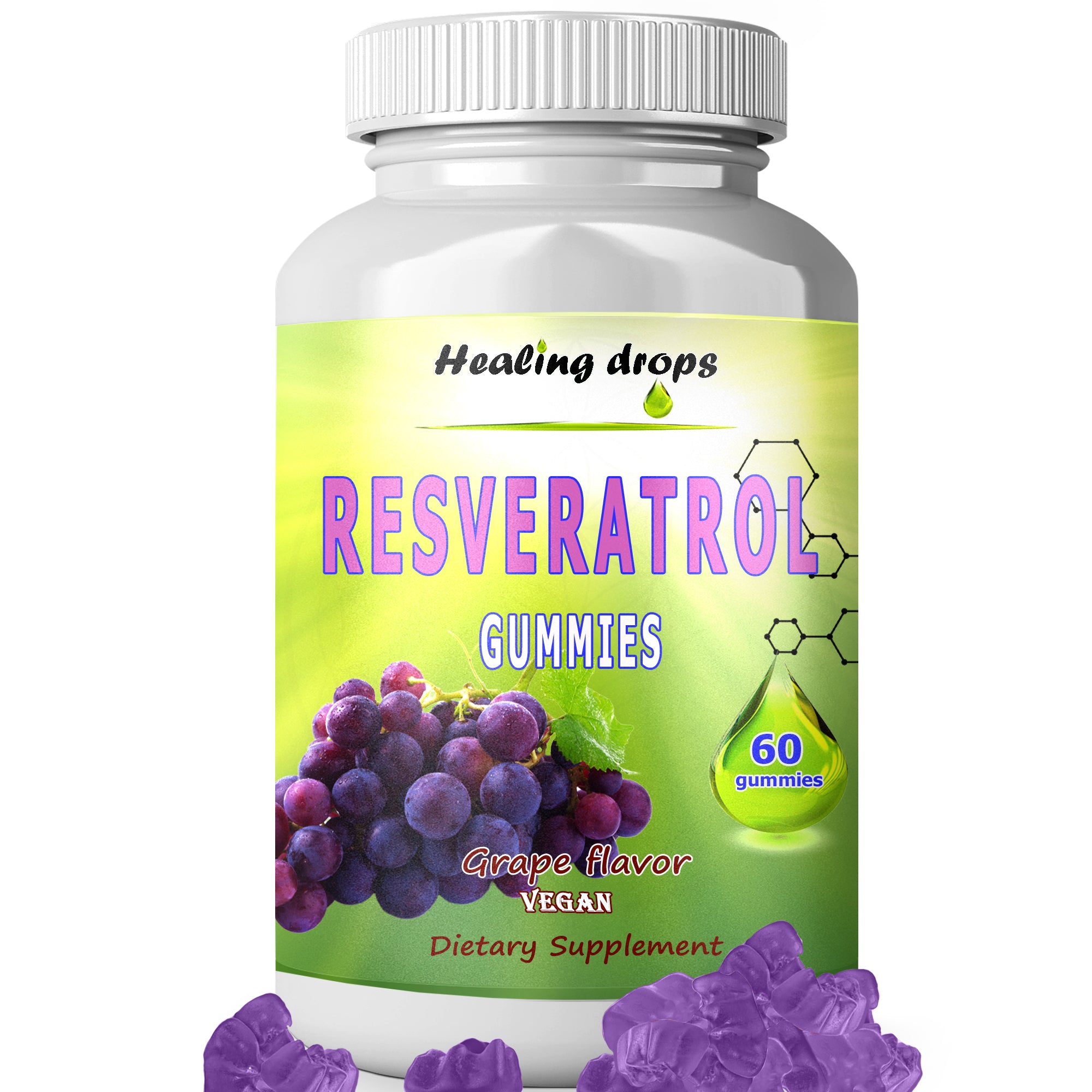 Resveratrol Gummies - Potent Resveratrol Supplement for Immune & Digestive Support Antioxidant Heart & Brain Wellness - Resveratrol 1200mg
