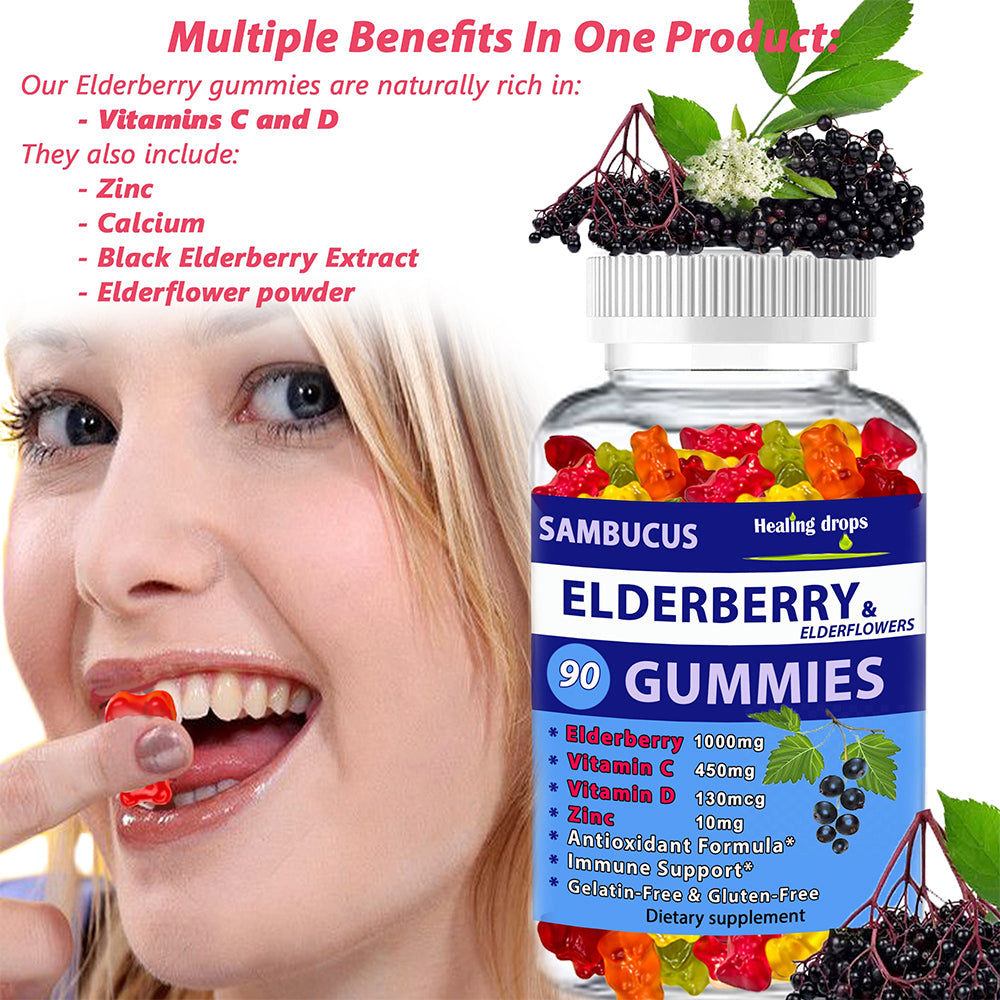 Elderberry Gummies with Zinc and Vitamin C - Sambucus Elderberry Gummies