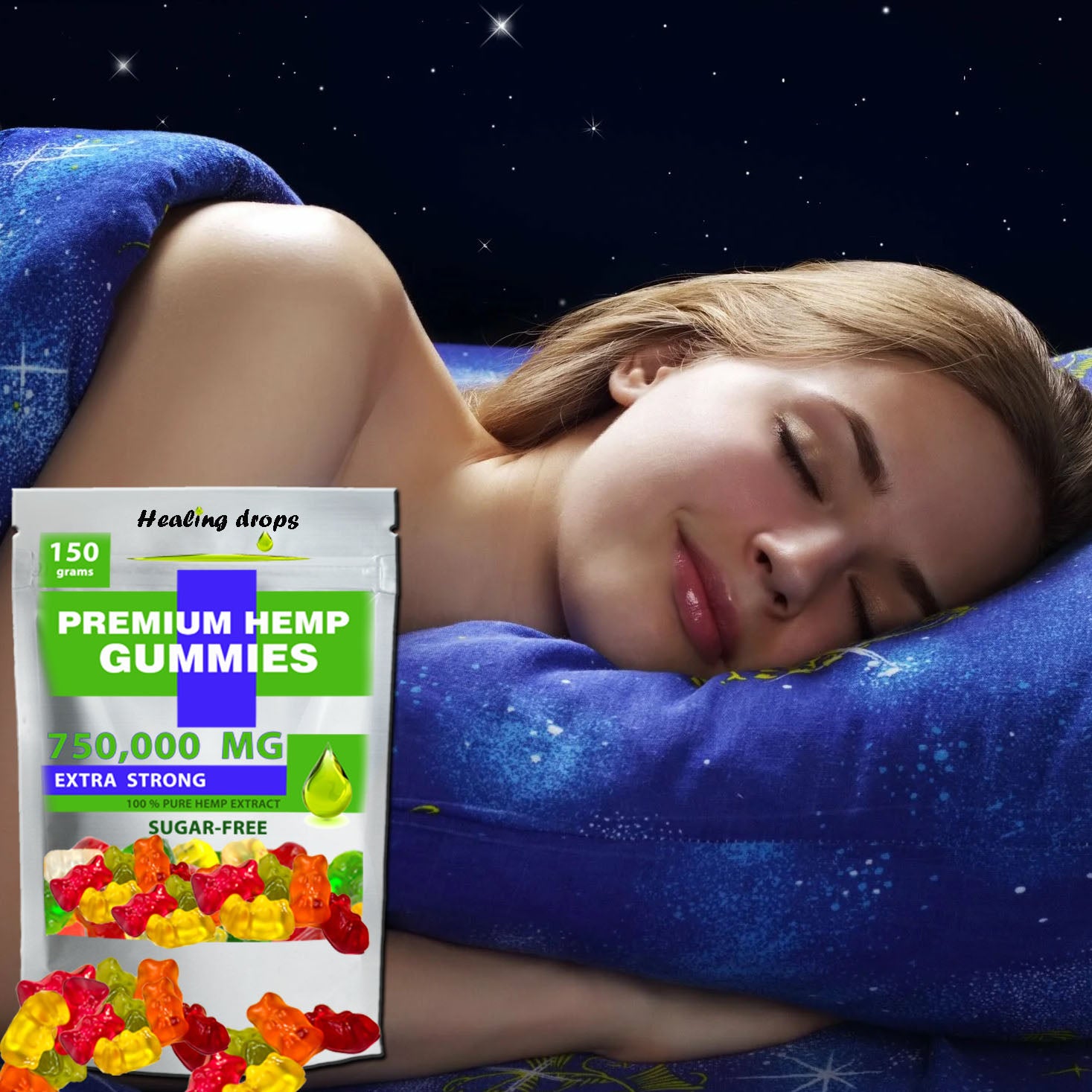 Hemp Gummy Bears 750,000mg Sugar-Free Premium Organic + Vitamins: C B D E + Omega 3 6 9