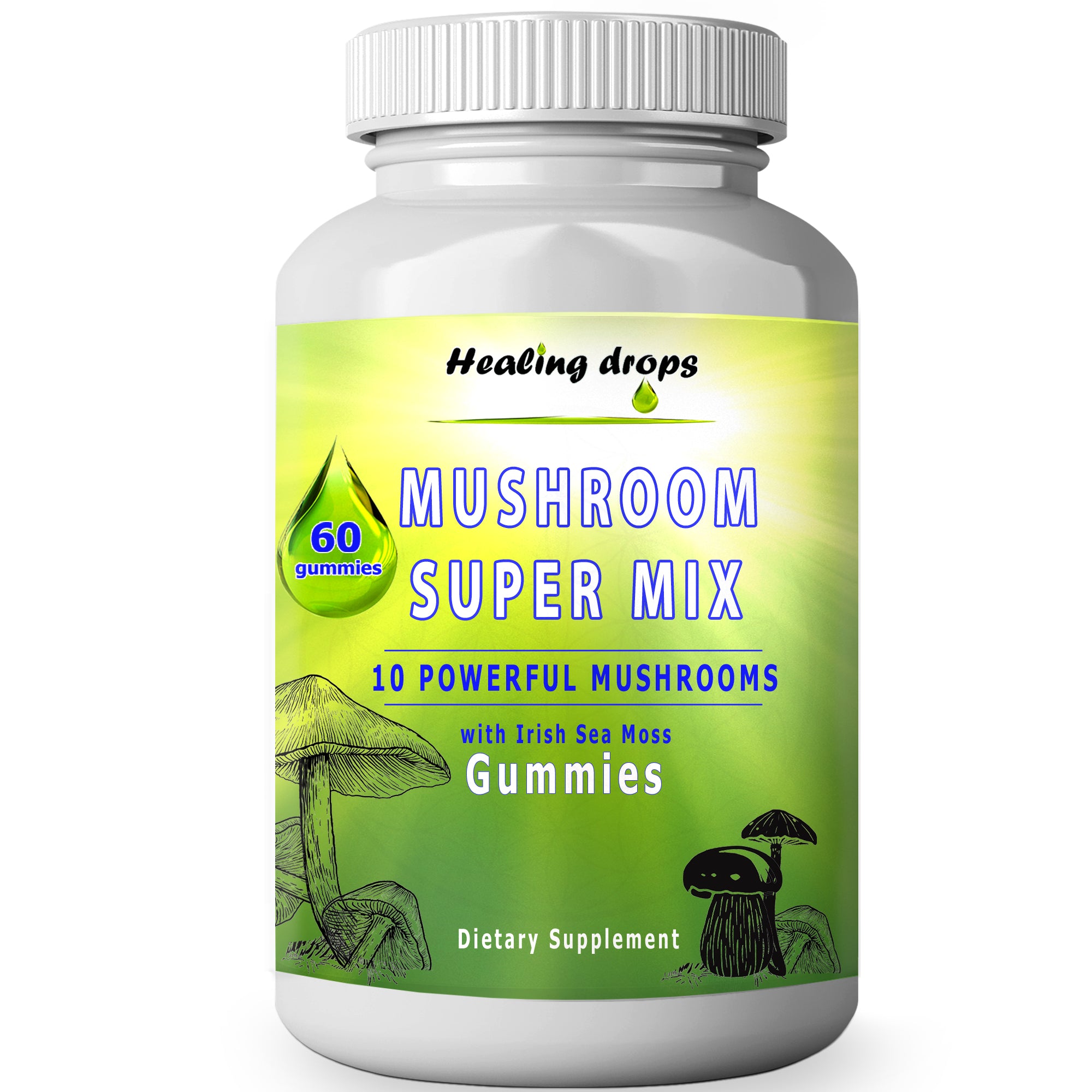 Mushroom Blend Sea Moss Gummies – 10 Mushroom Blend & Sea Moss Mushroom Supplements – Wellness Immunity Energy Well-being by Healing Drops