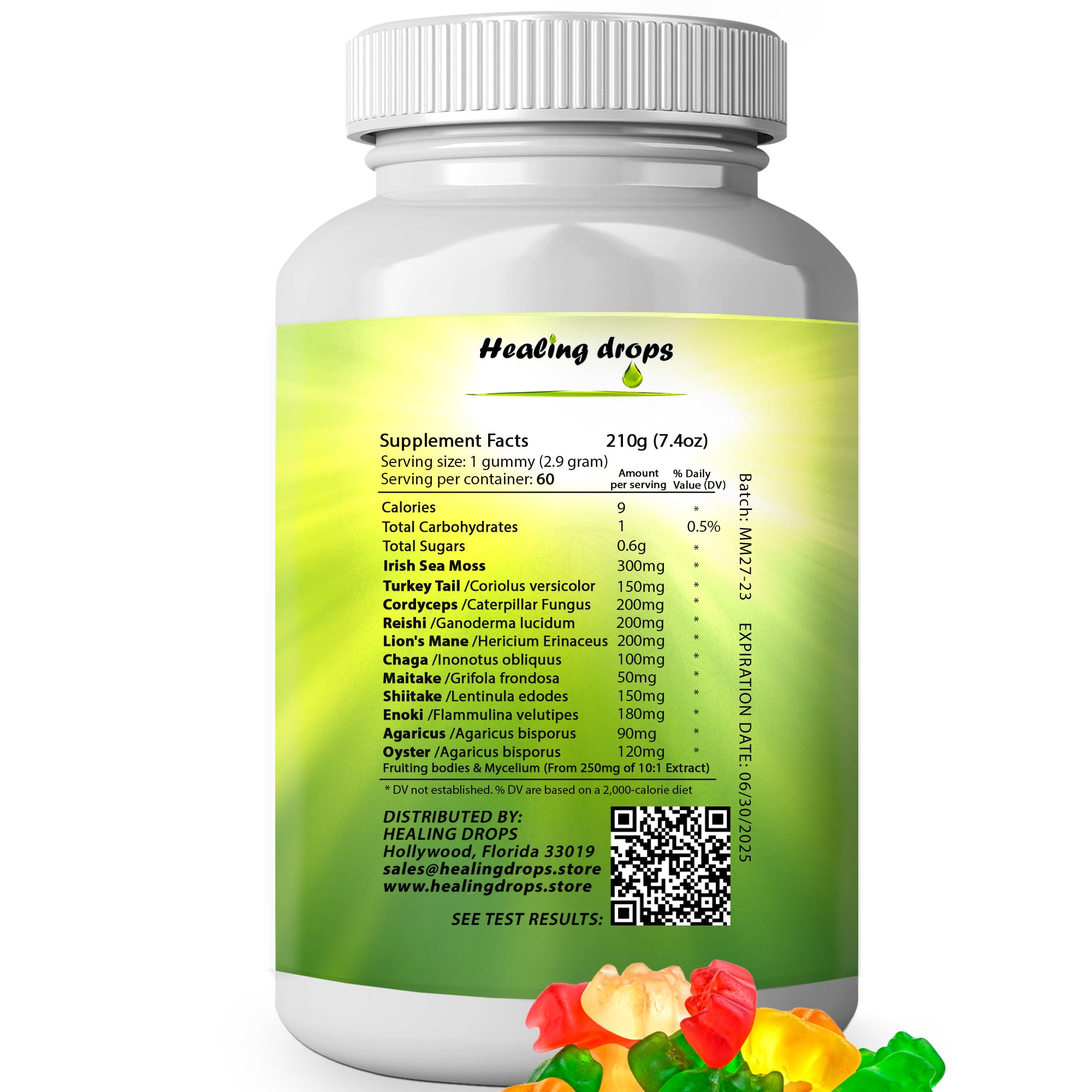 Mushroom Blend Sea Moss Gummies – 10 Mushroom Blend & Sea Moss Mushroom Supplements – Wellness Immunity Energy Well-being by Healing Drops