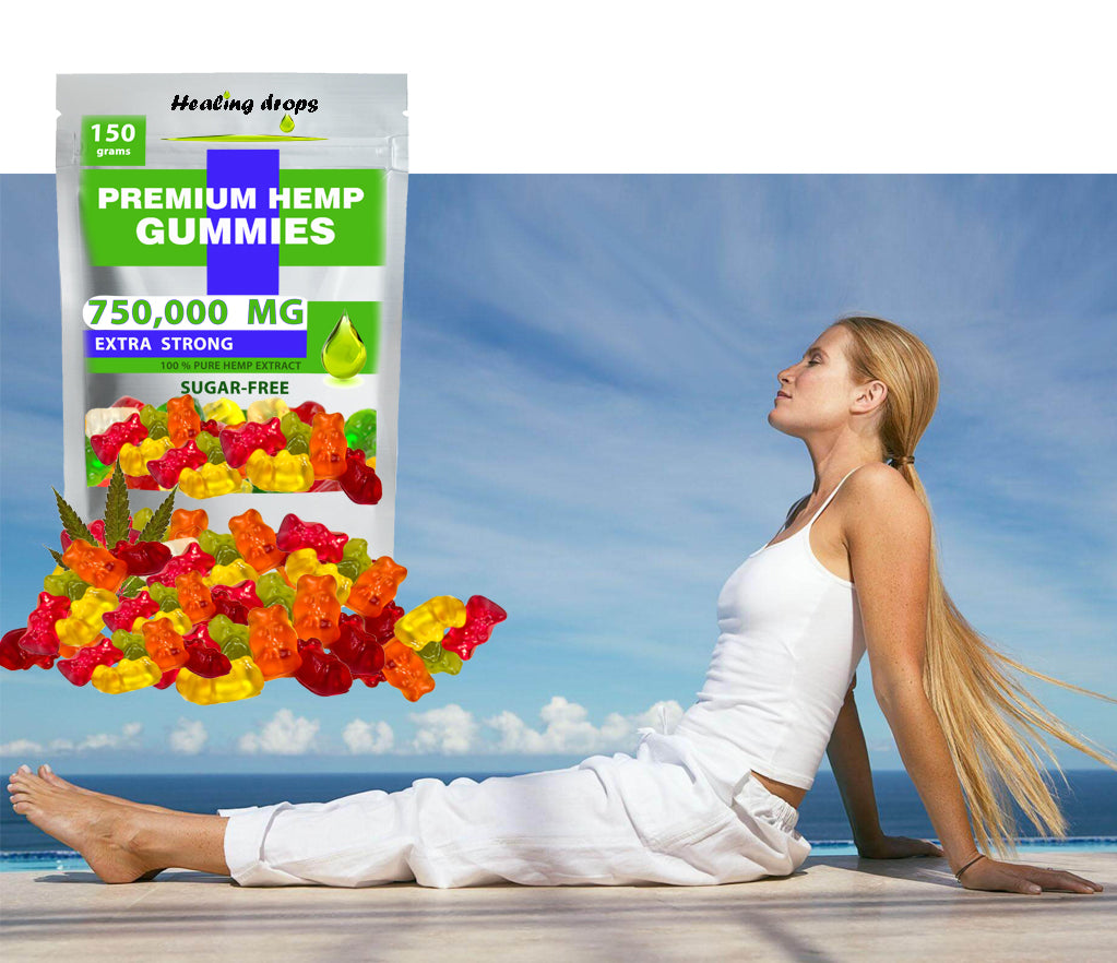 Hemp Gummy Bears 750,000mg Sugar-Free Premium Organic + Vitamins: C B D E + Omega 3 6 9