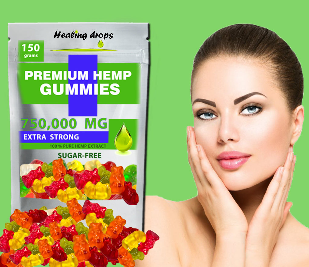 Hemp Gummy Bears 750,000mg Sugar-Free Premium Organic + Vitamins: C B D E + Omega 3 6 9