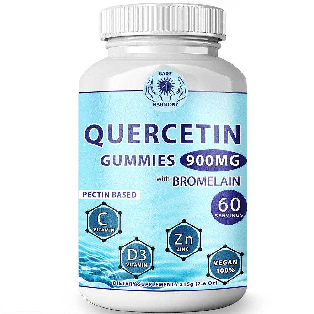 Quercetin Gummies - Quercetin with Bromelain Vitamin C + Zinc Vitamin D3 – Chewable Quercetin 900mg Supplements - Quercetin by CARE 4 HARMONY for Kids and Adults