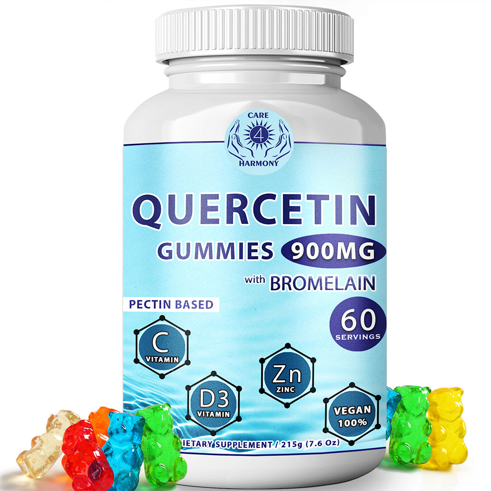 Quercetin Gummies - Quercetin with Bromelain Vitamin C + Zinc Vitamin D3 – Chewable Quercetin 900mg Supplements - Quercetin by CARE 4 HARMONY for Kids and Adults