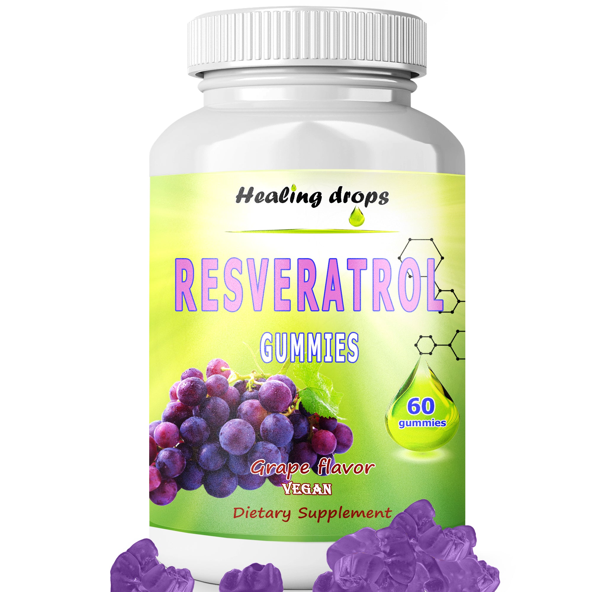 Resveratrol Gummies - Potent Resveratrol Supplement for Immune & Digestive Support Antioxidant Heart & Brain Wellness - Resveratrol 1200mg