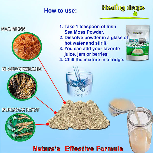 Sea Moss Gel - Irish Sea Moss - Raw Organic Wildcrafted Sun-Dried Seamoss  Gel – Alkaline Keto Vegan Non-GMO Diet – Thyroid Skin Detox by Healing Drops
