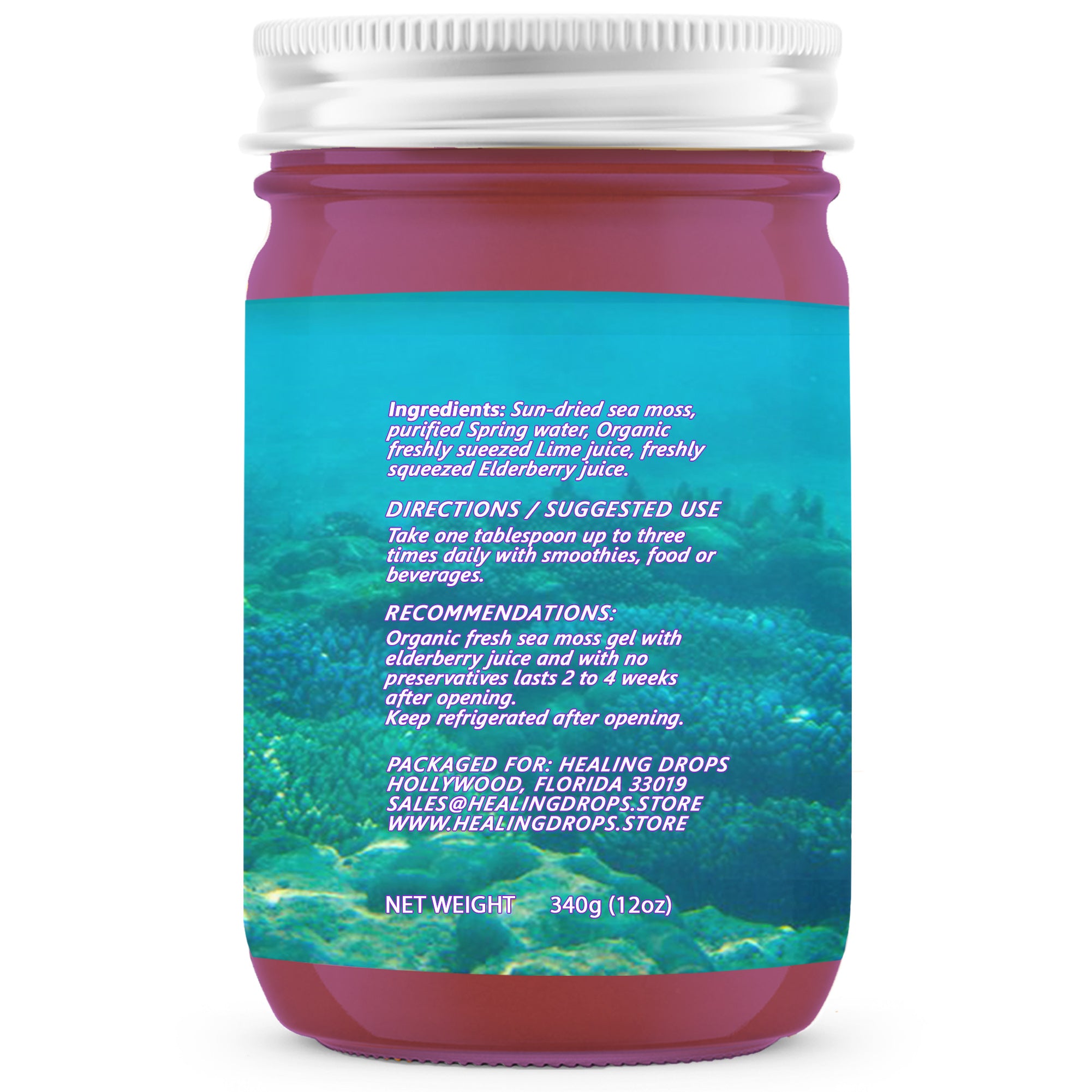 Sea Moss Elderberry Gel - Irish Sea Moss - Raw Organic Wildcrafted Sun-Dried Seamoss Elderberry Gel by Healing Drops