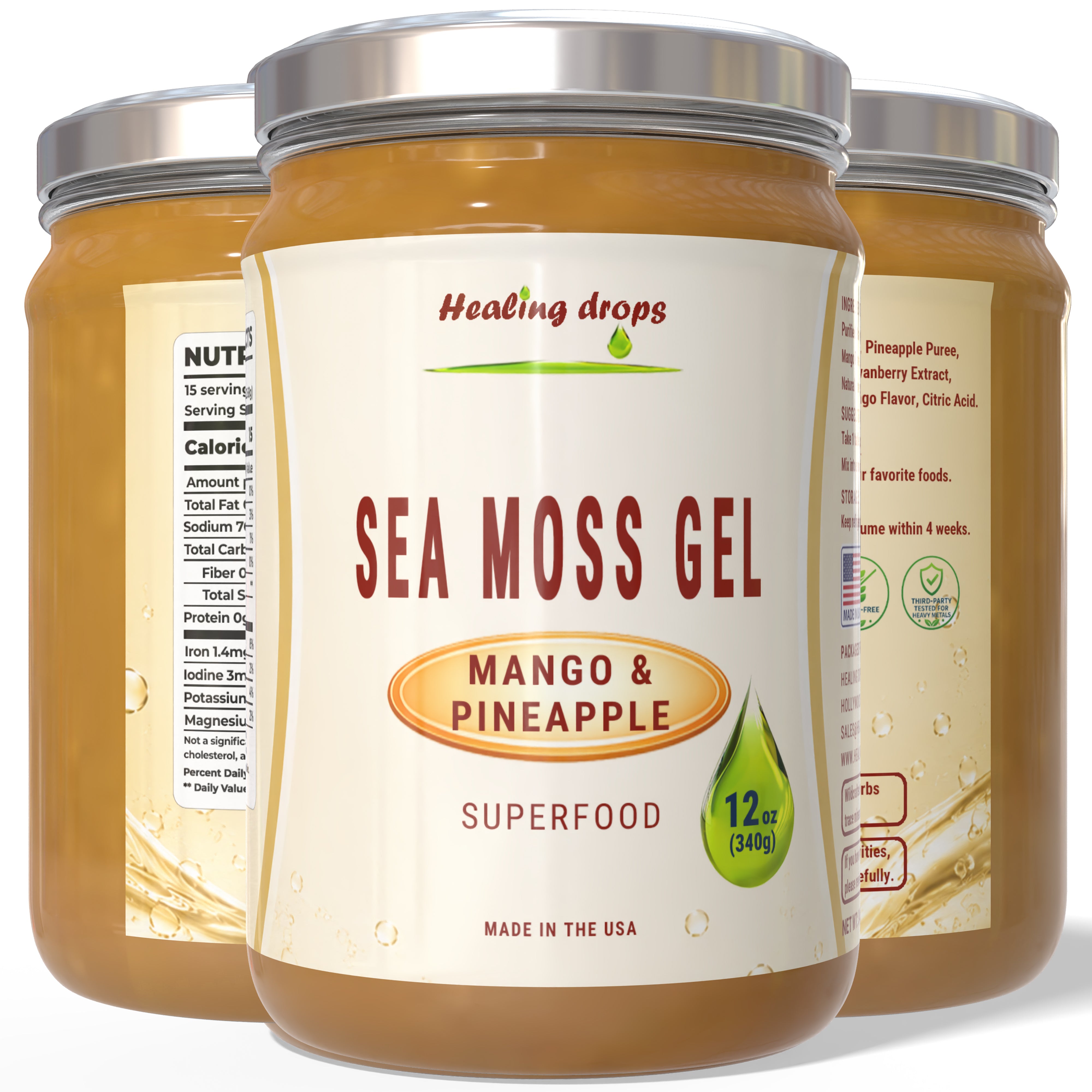 Sea Moss Gel Mango and Pineapple - Premium Superfood by Healing Drops