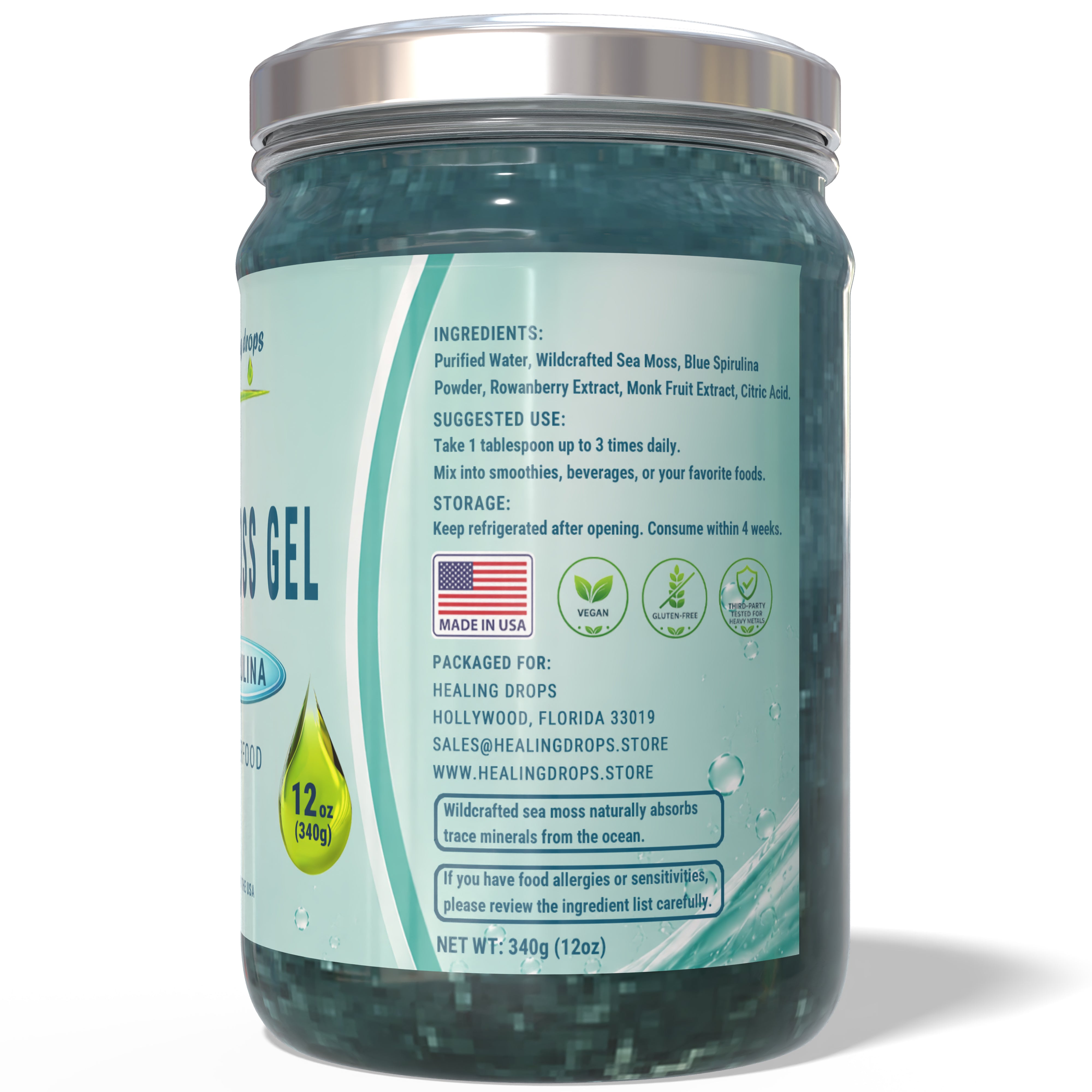 Sea Moss Gel Blue Spirulina- Premium Superfood Blend by Healing Drops