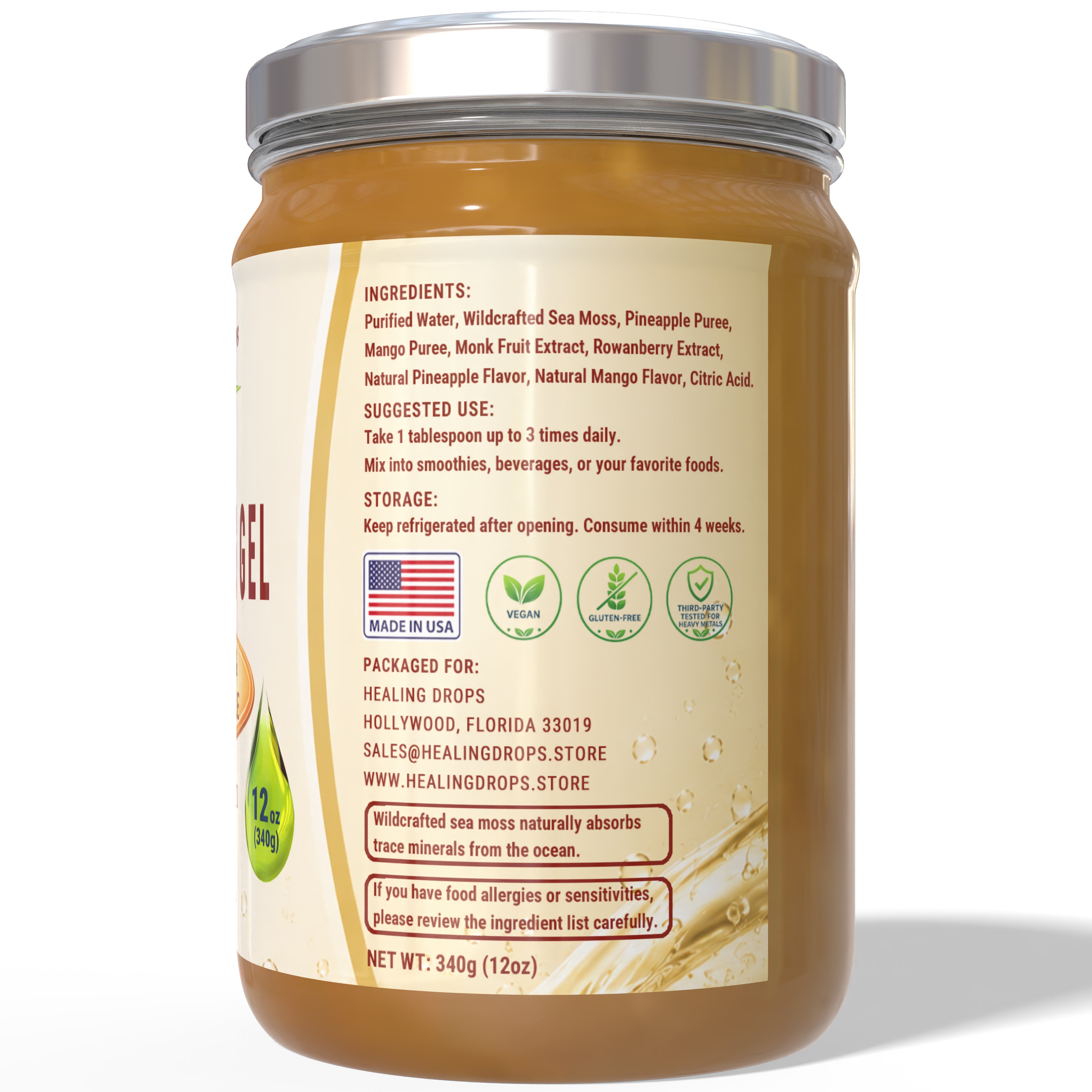 Sea Moss Gel Mango and Pineapple - Premium Superfood by Healing Drops