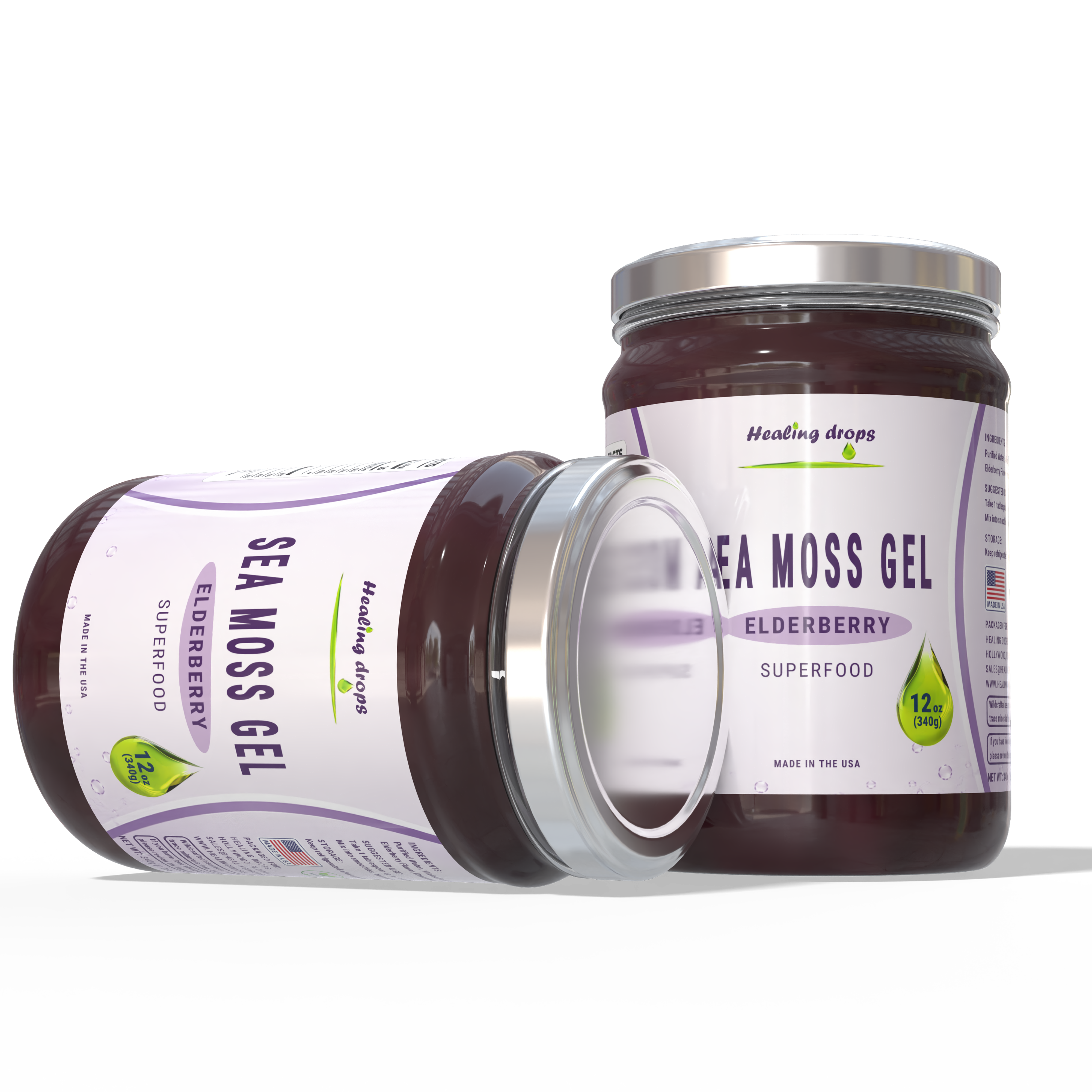 Healing Drops Sea Moss Gel - Elderberry | Premium Superfood Blend