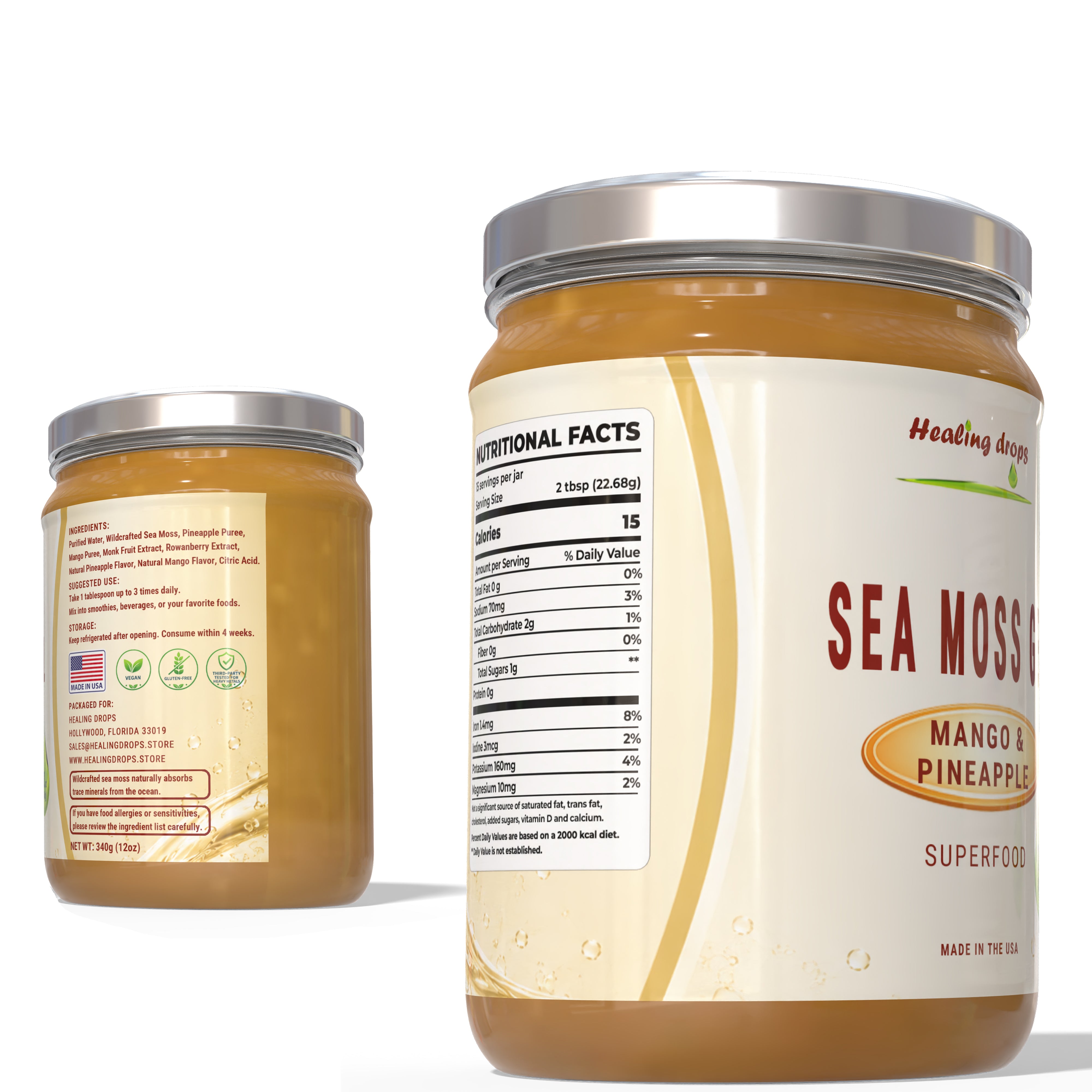 Sea Moss Gel Mango and Pineapple - Premium Superfood by Healing Drops