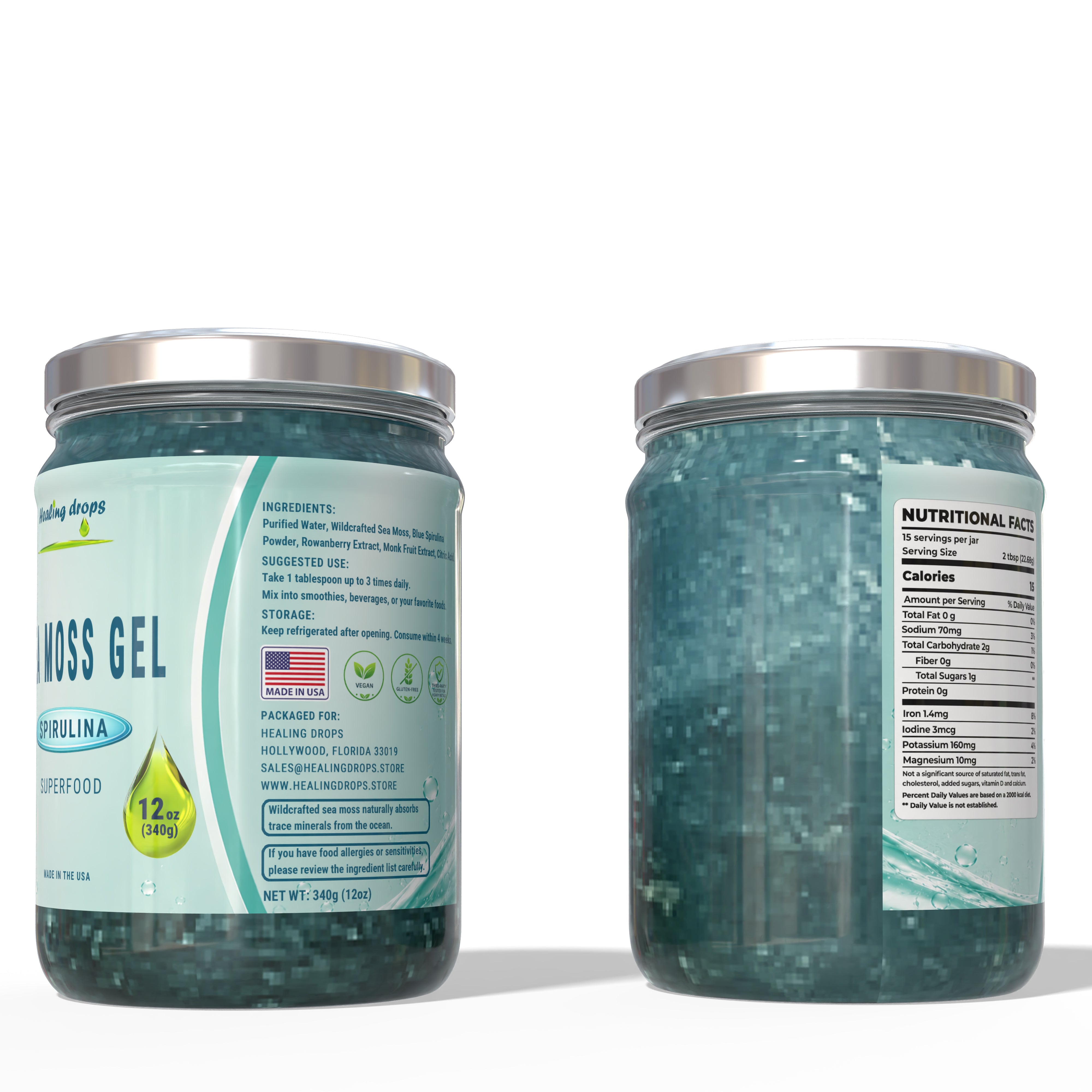 Sea Moss Gel Blue Spirulina- Premium Superfood Blend by Healing Drops