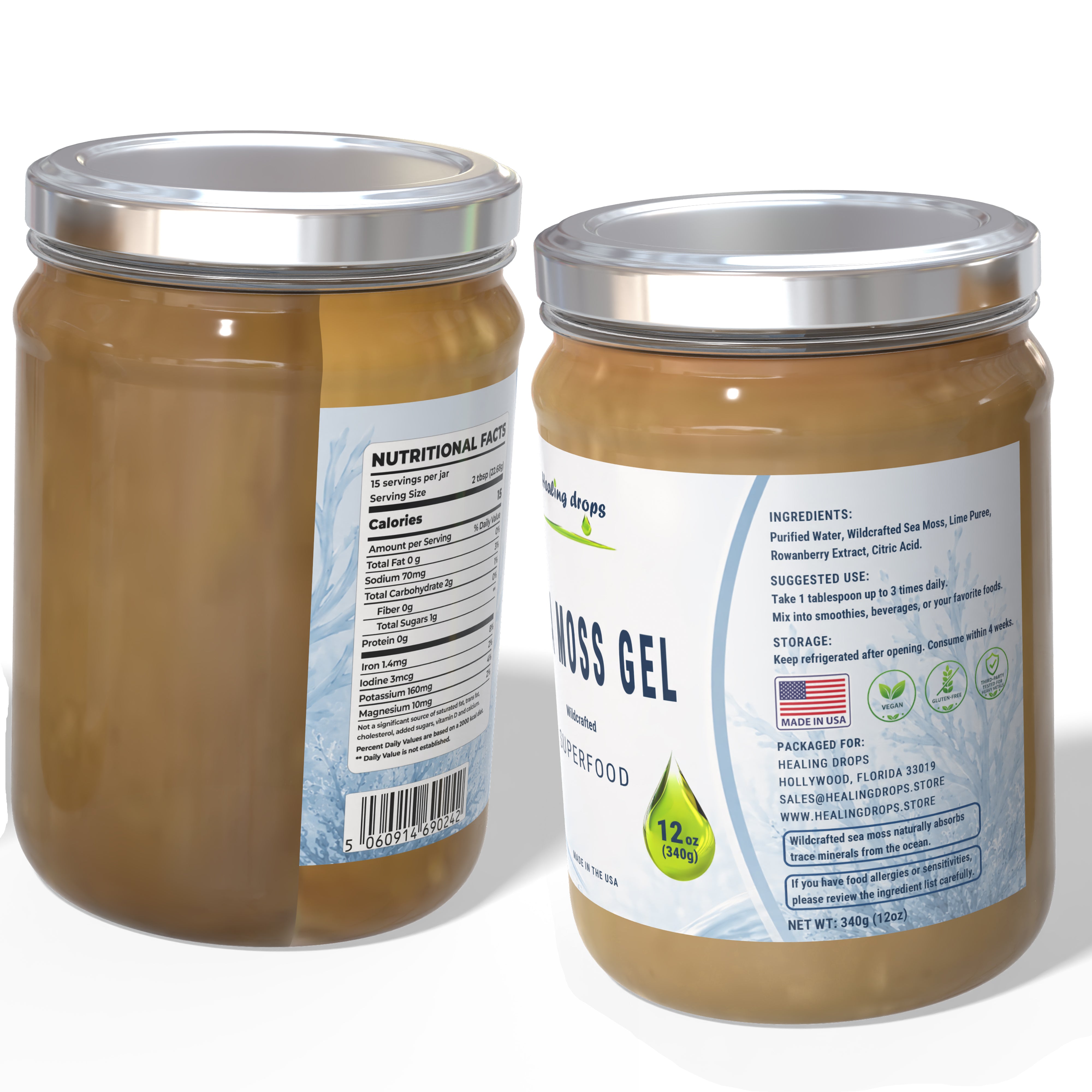 Healing Drops Sea Moss Gel (Original) - Superfood Blend | Premium