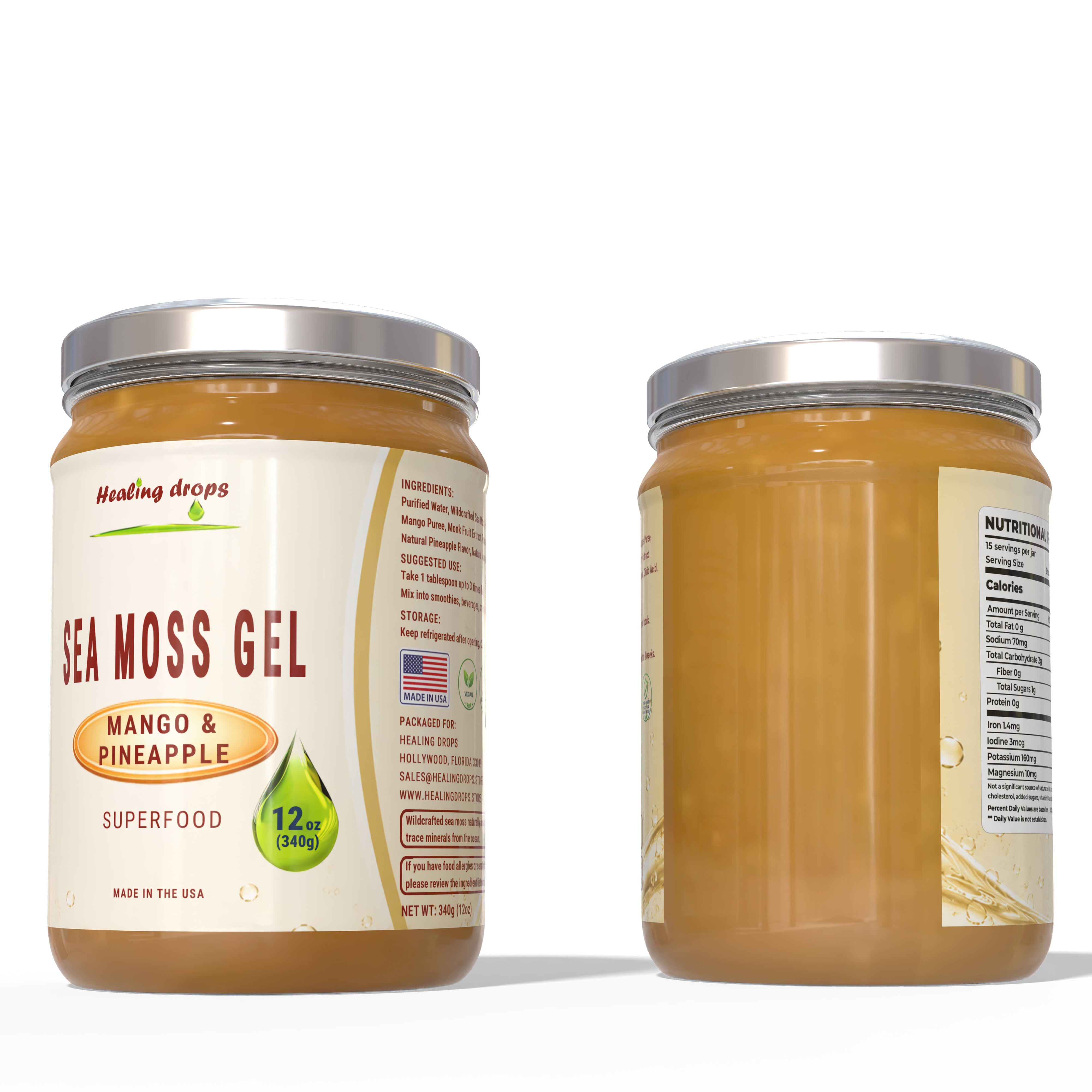 Sea Moss Gel Mango and Pineapple - Premium Superfood by Healing Drops