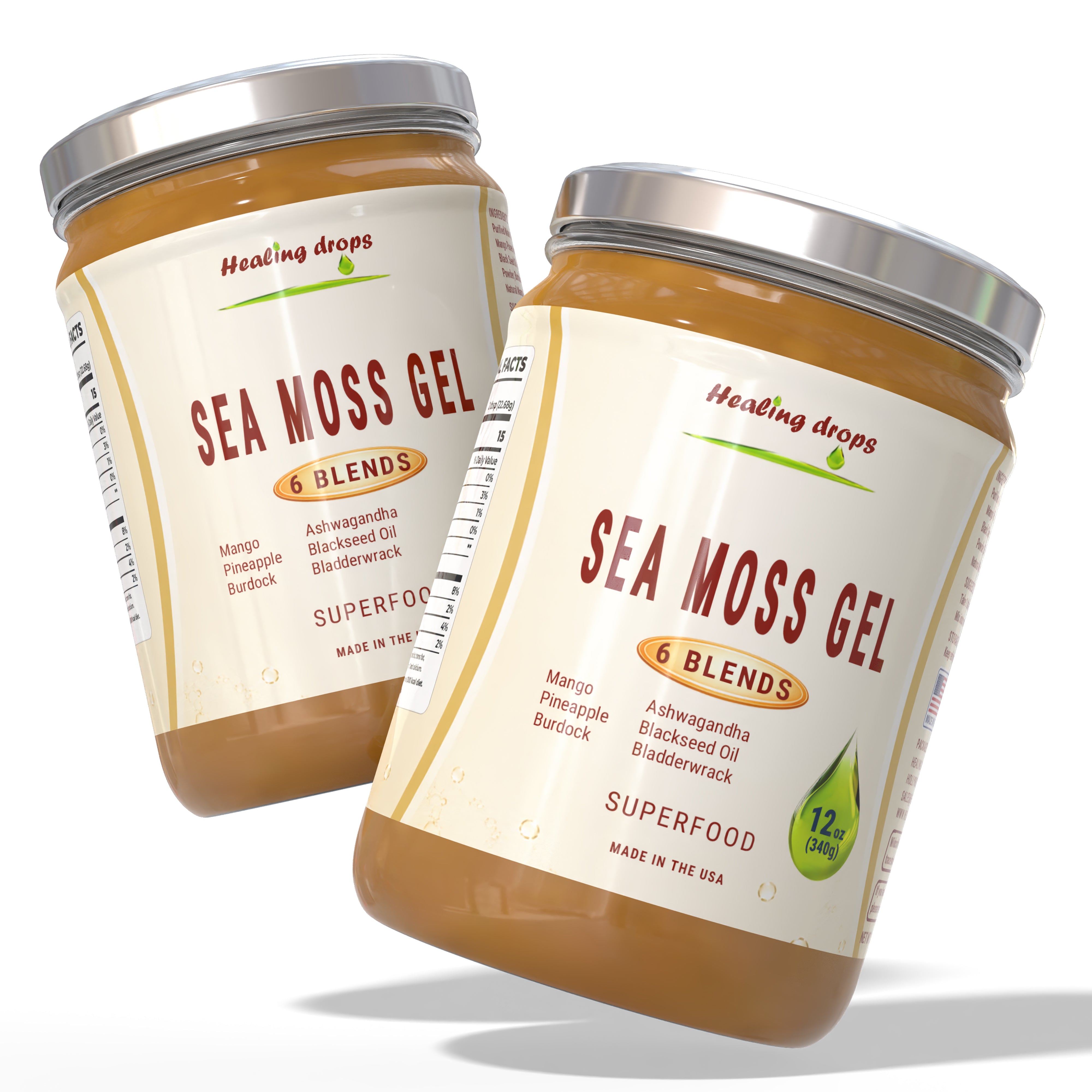 Sea Moss Gel Mango Pineapple 6 Blends- Premium Superfood Blend Healing Drops