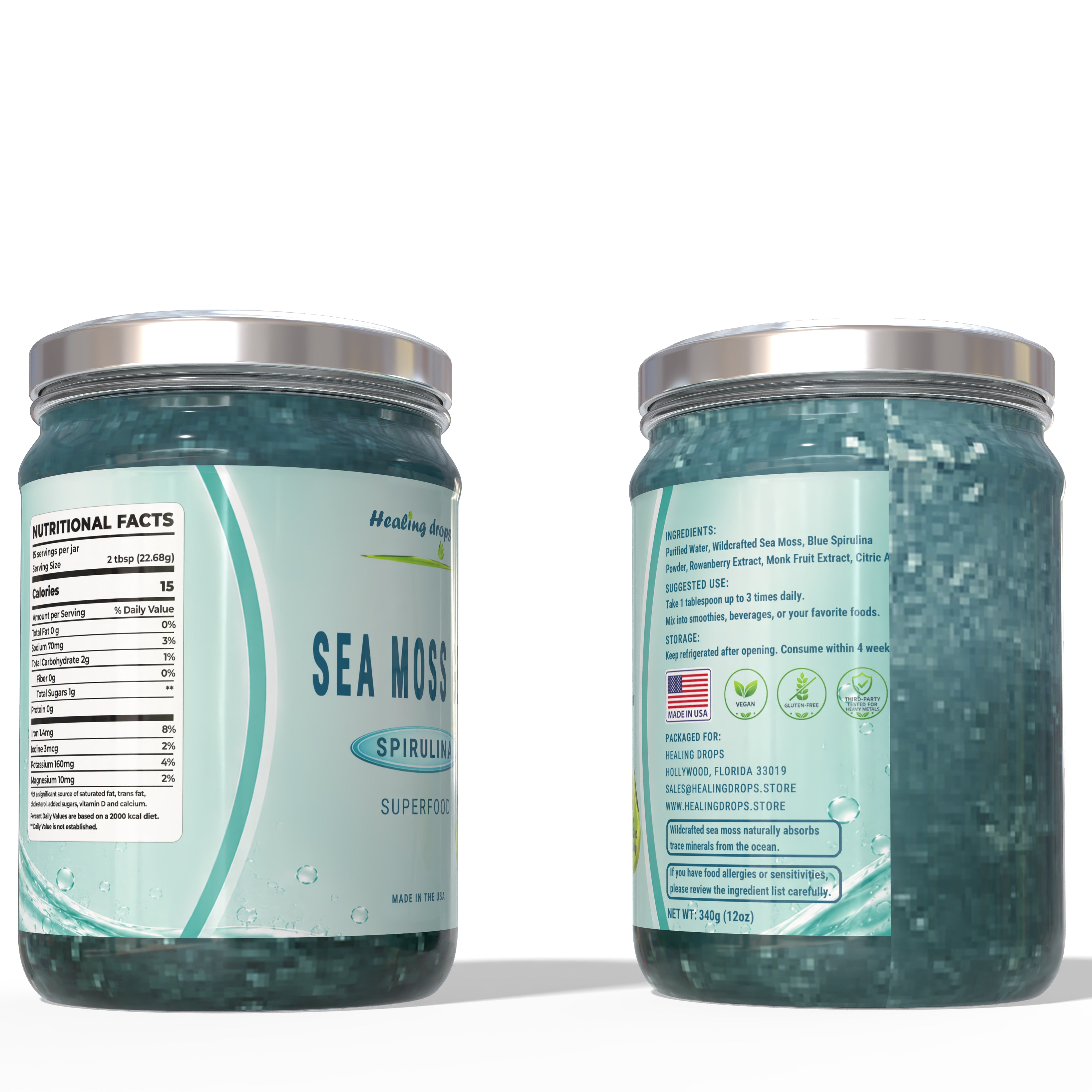 Sea Moss Gel Blue Spirulina- Premium Superfood Blend by Healing Drops