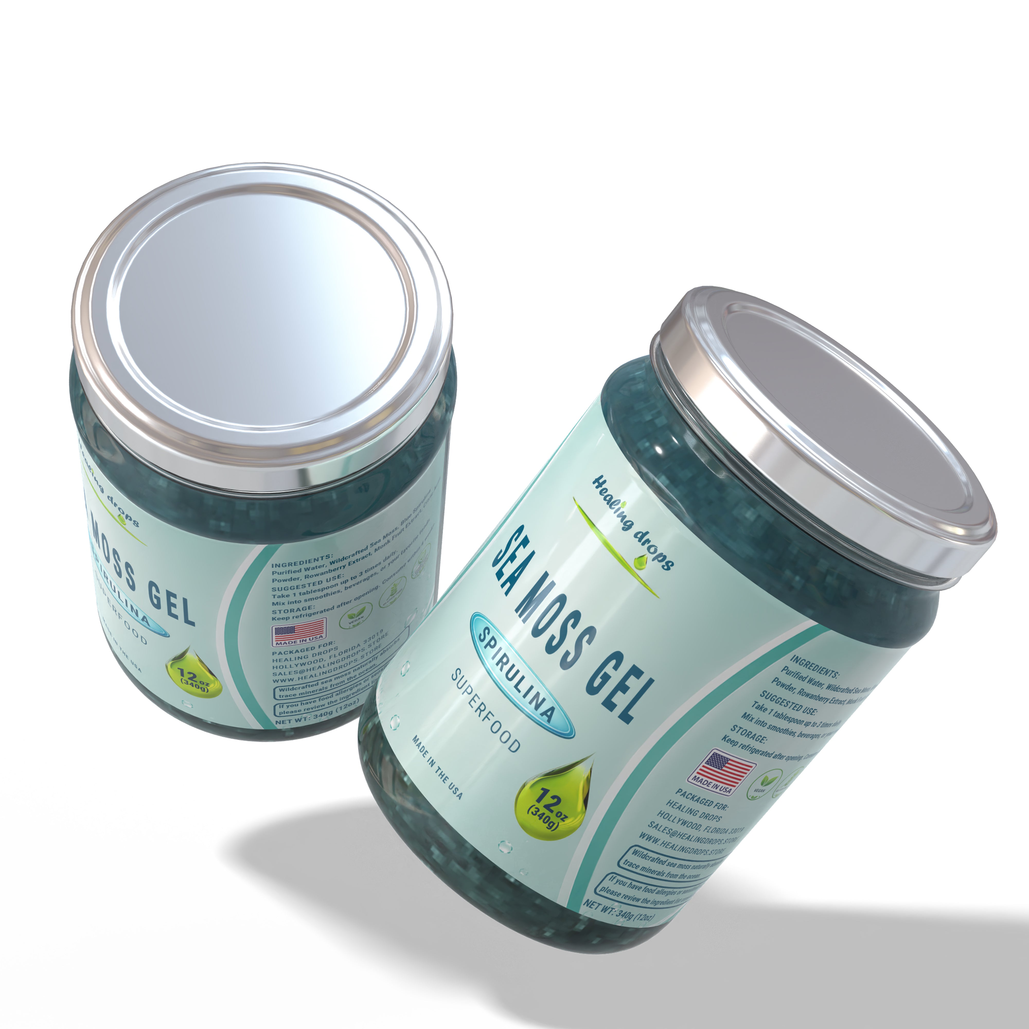 Sea Moss Gel Blue Spirulina- Premium Superfood Blend by Healing Drops