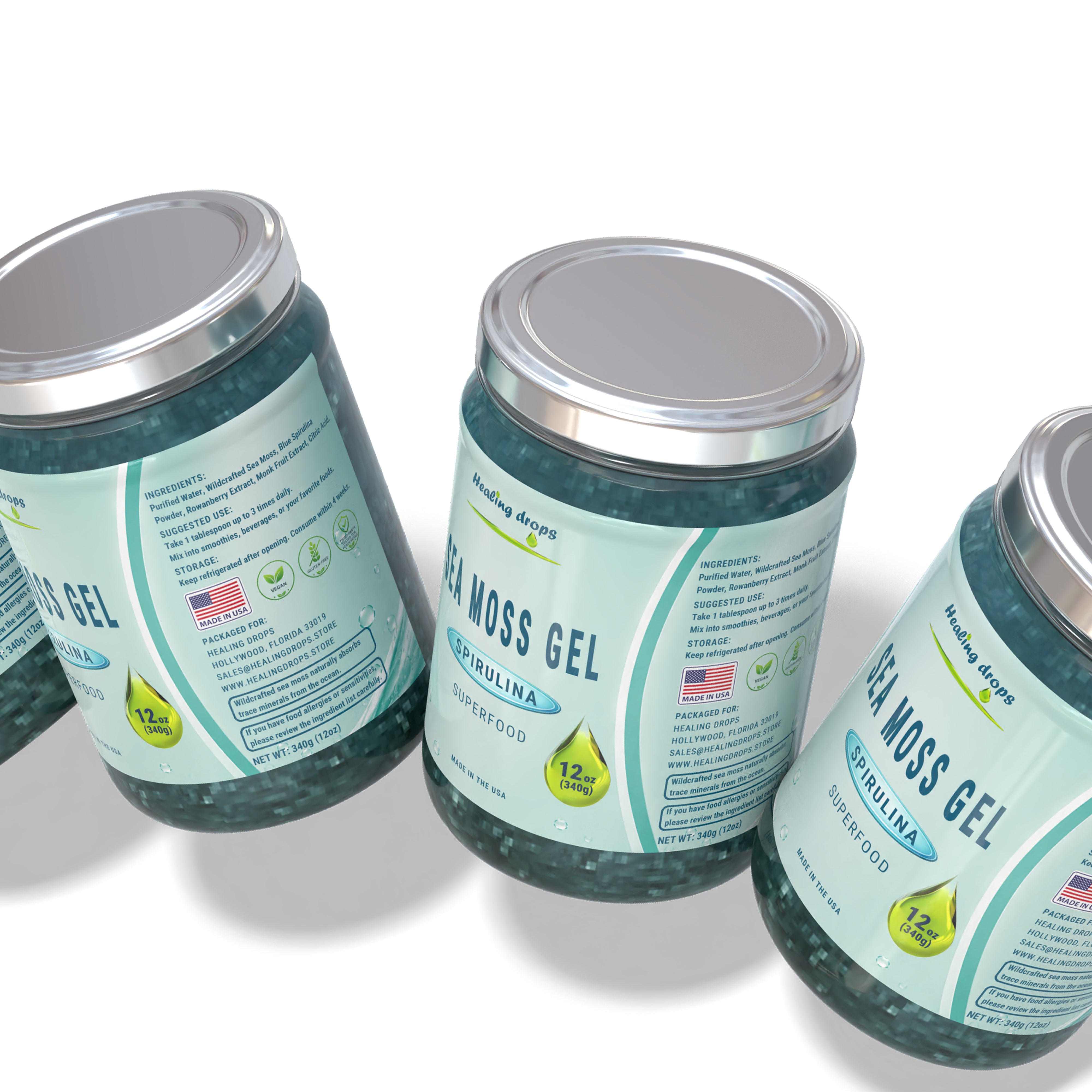 Sea Moss Gel Blue Spirulina- Premium Superfood Blend by Healing Drops