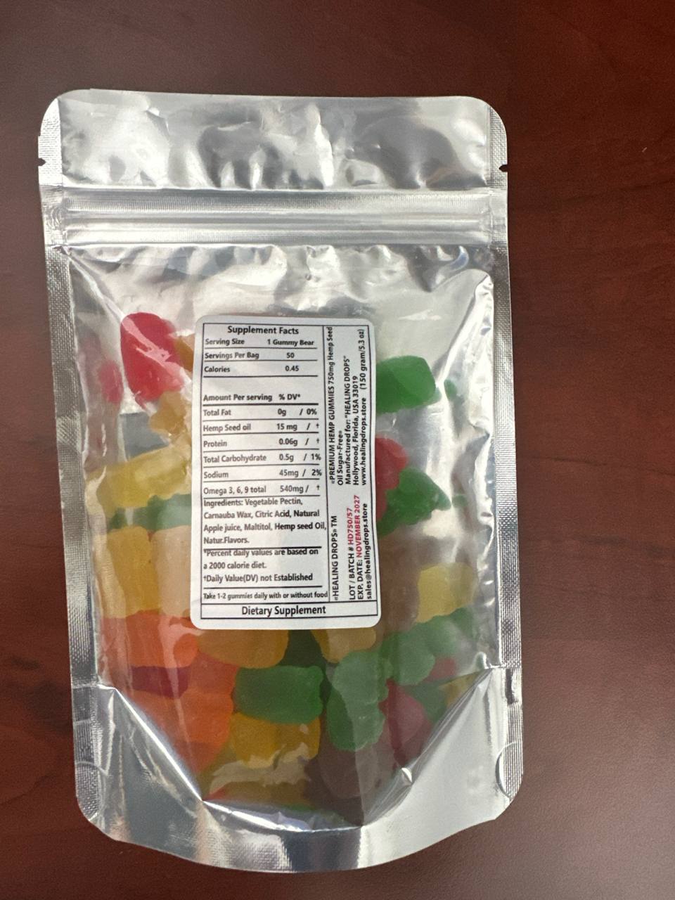 Hemp Gummy Bears 750 mg Sugar-Free Premium Organic