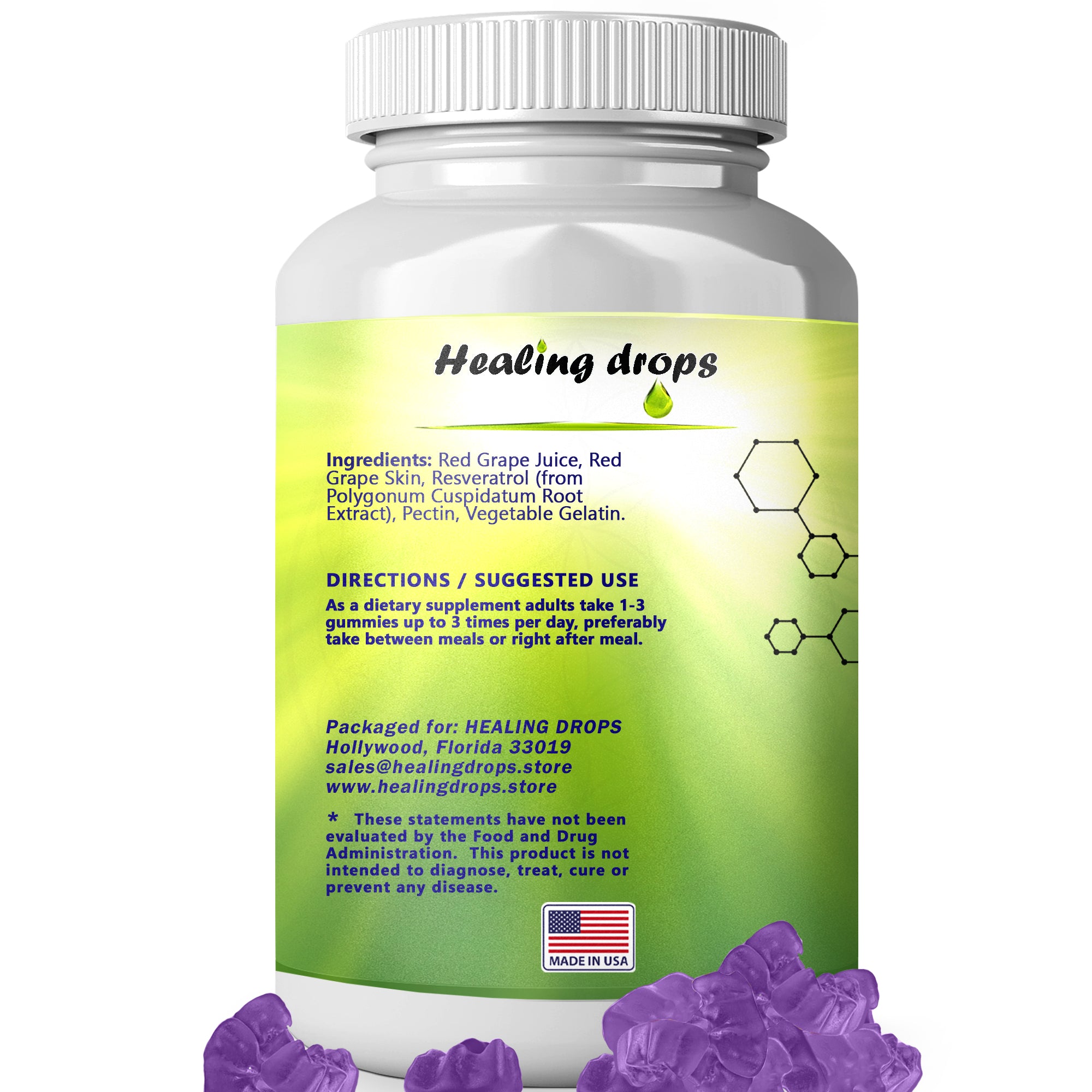 Resveratrol Gummies - Potent Resveratrol Supplement for Immune & Digestive Support Antioxidant Heart & Brain Wellness - Resveratrol 1200mg